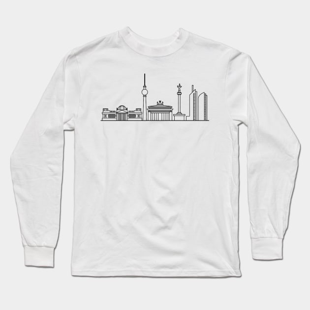 Berlin Skyline in black with details Long Sleeve T-Shirt by Mesyo